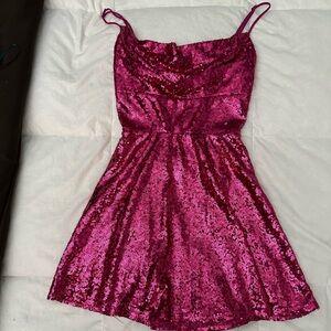 Hot pink sequin formal, great for Halloween or fall formal